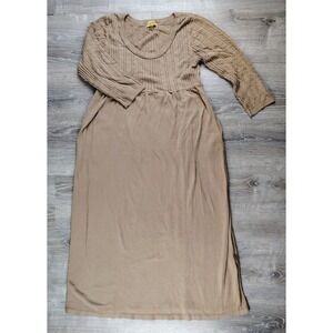 Midnight‎ Velvet Cable Knit Sweater Maxi Dress XL Brown Womens Minimalist